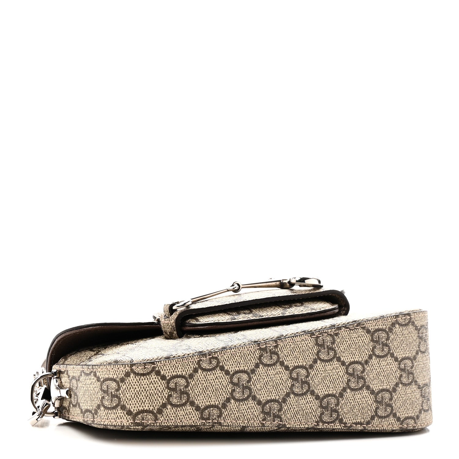 Gucci GG Supreme Monogram Small Horsebit 1955 Asymmetric Shoulder Bag Beige Ebony 4 of 11