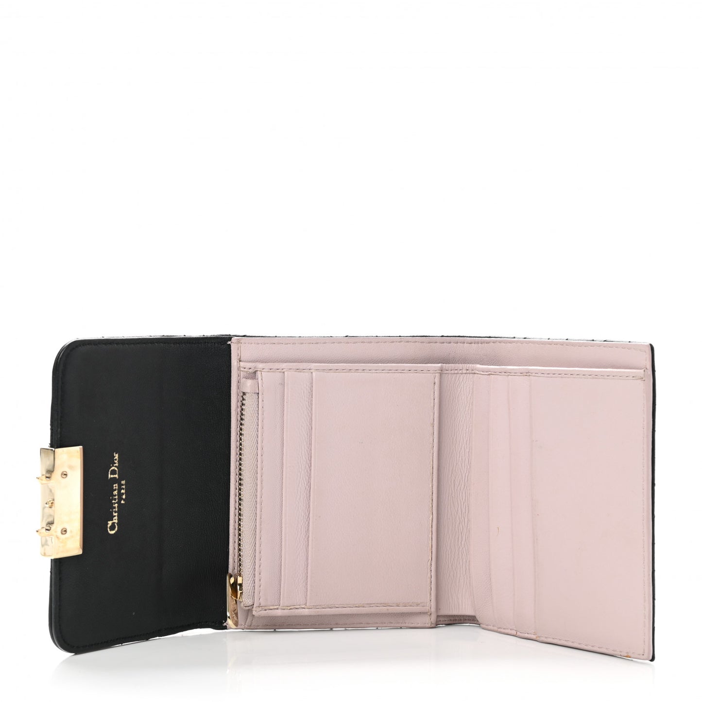 Lambskin Cannage Miss Dior Promenade Compact Wallet Black