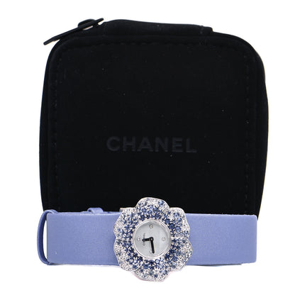 Chanel 18K White Gold Satin Diamond Sapphire 27mm Camellia Quartz Watch Lavender 5 of 5