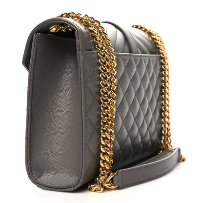Saint Laurent Grain De Poudre Textured Mixed Matelasse Medium Triquilt Monogram Satchel Earth 3 of 9