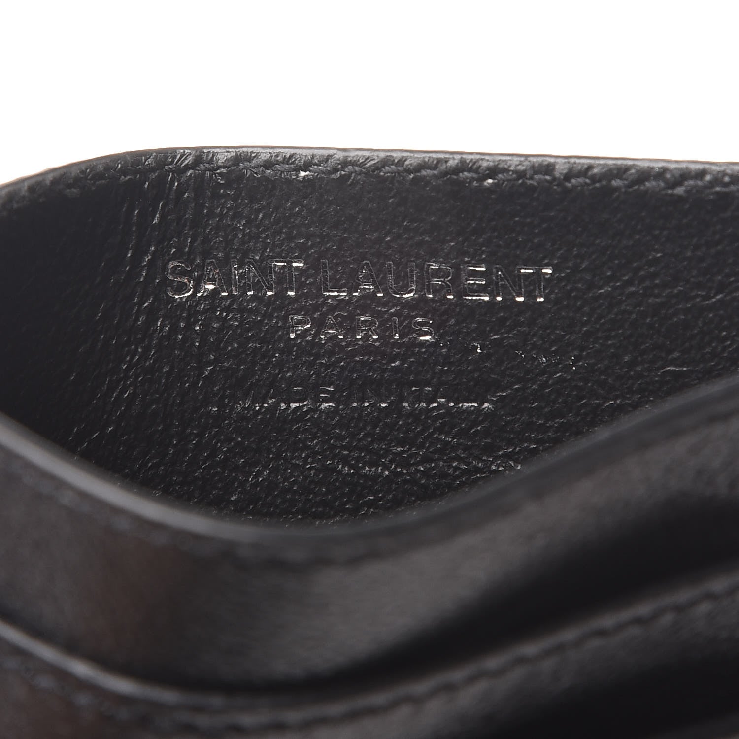 Saint Laurent Calfskin Paisley Studded Monogram Credit Card Case Black 6 of 9