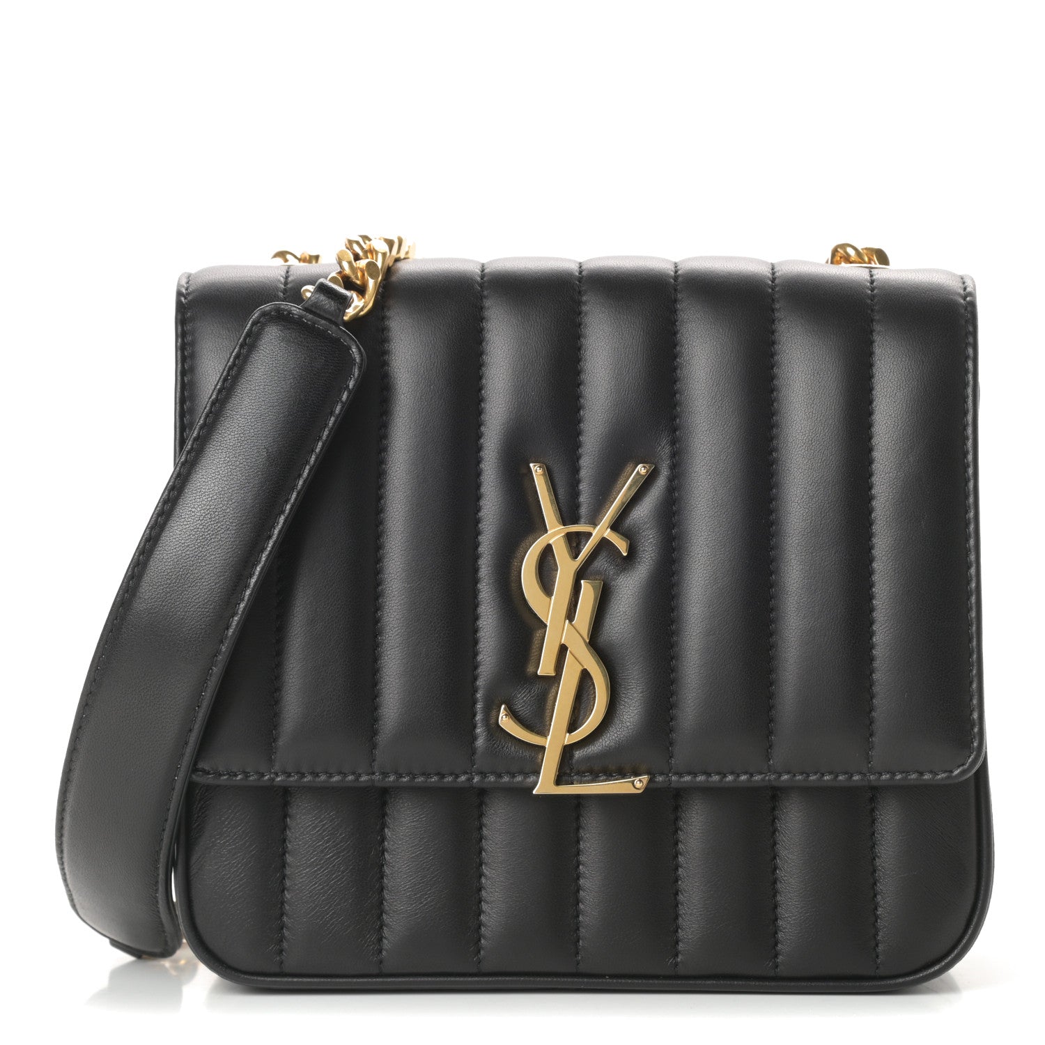 Saint Laurent Lambskin Matelasse Monogram Medium Vicky Chain Bag Black 1 of 10