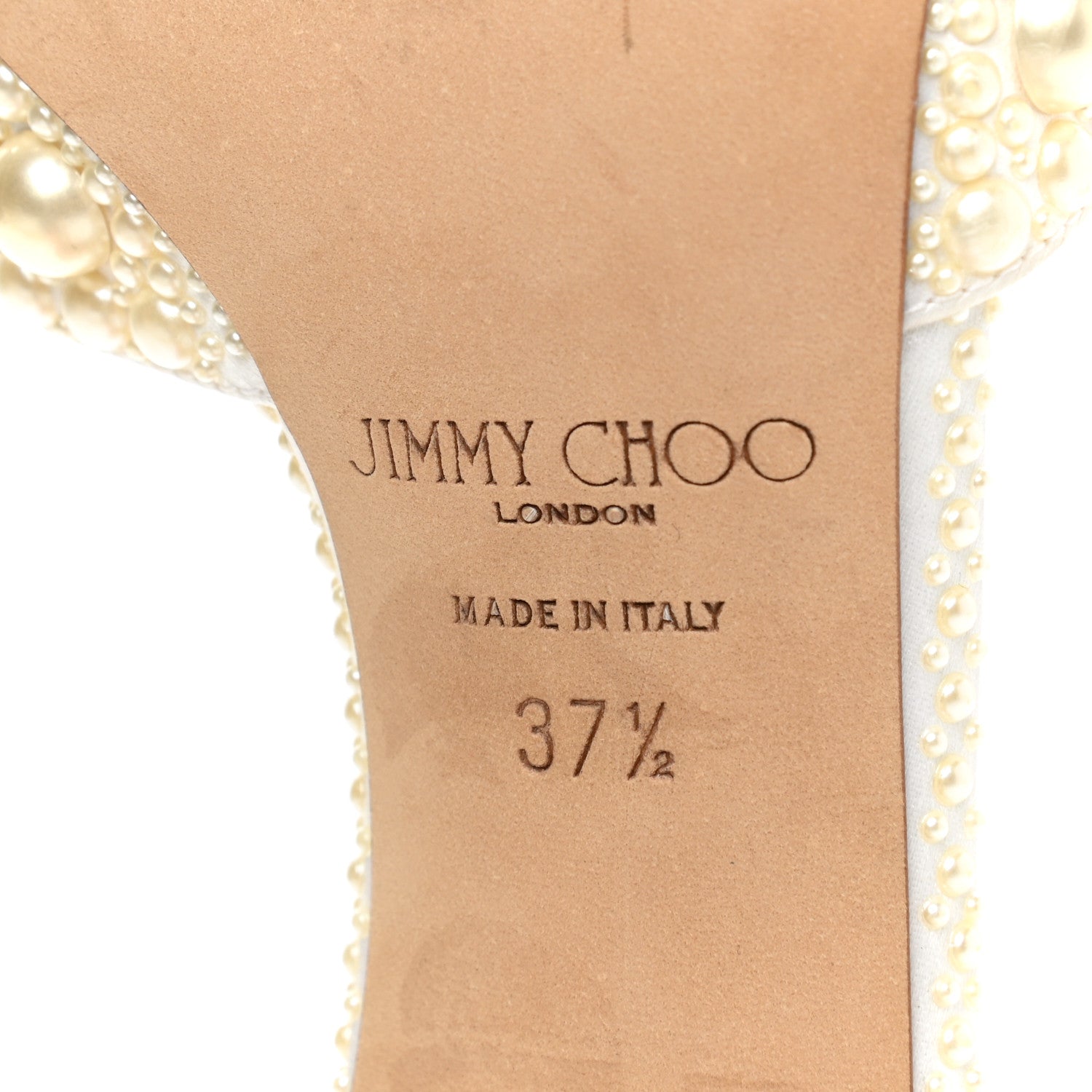 Jimmy Choo Pearl Satin Sacora 100 Sandals 37.5 White 6 of 10