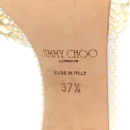 Jimmy Choo Pearl Satin Sacora 100 Sandals 37.5 White 6 of 10