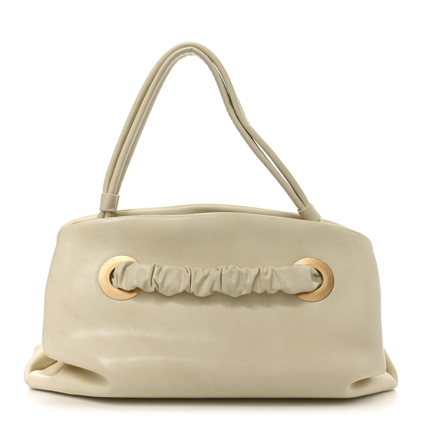 Smooth Calfskin Eyelet Small Top Handle Bag White