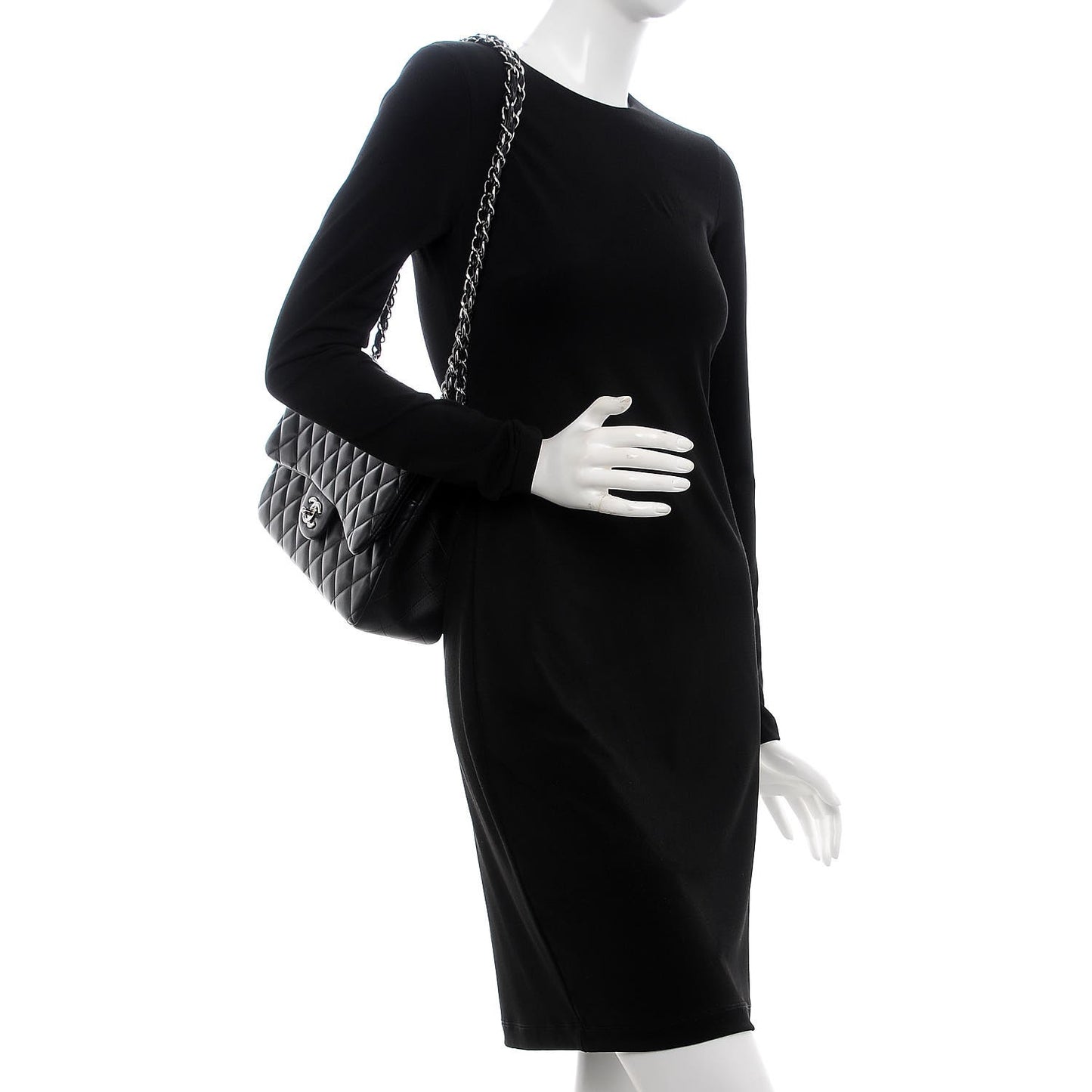 Lambskin Quilted Jumbo Double Flap Black