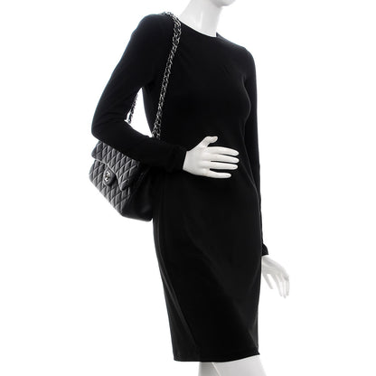 Chanel Lambskin Quilted Jumbo Double Flap Black 3 of 12