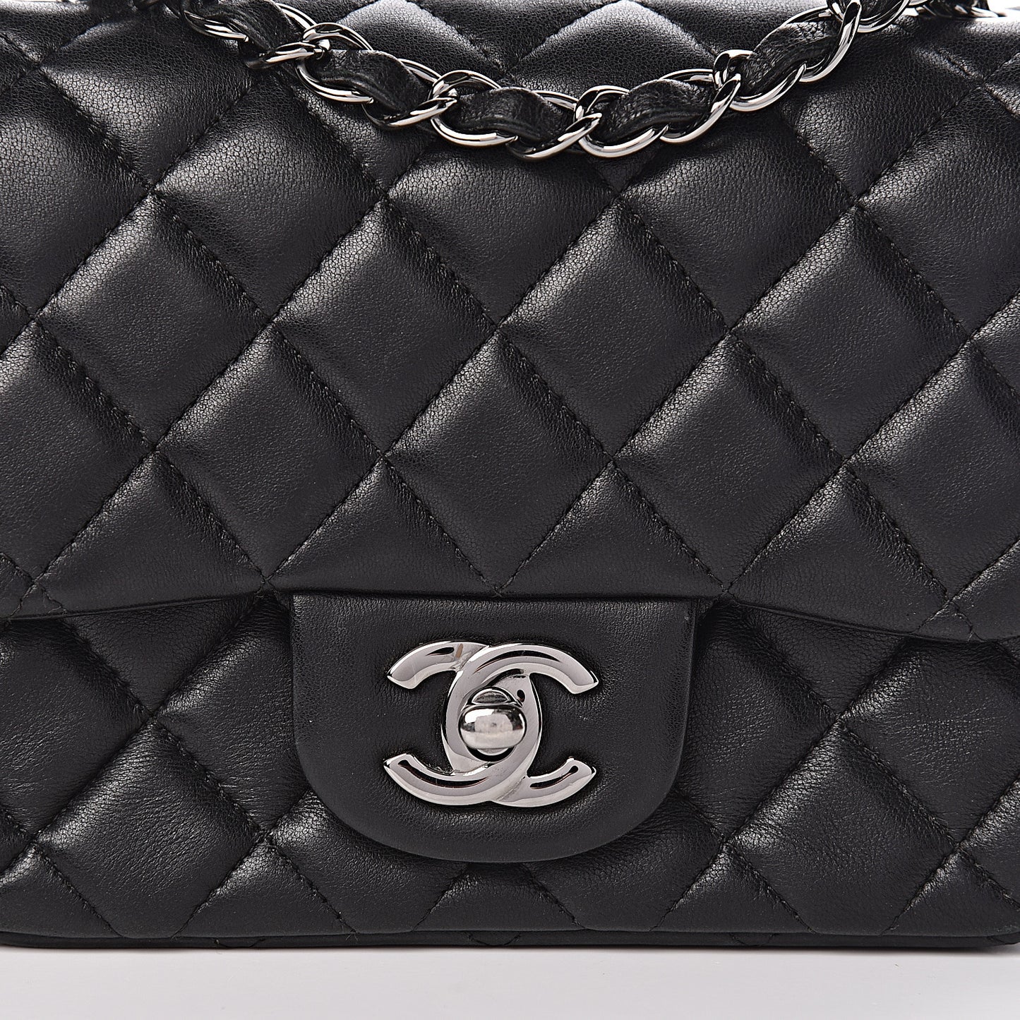 Lambskin Quilted Mini Square Flap Black