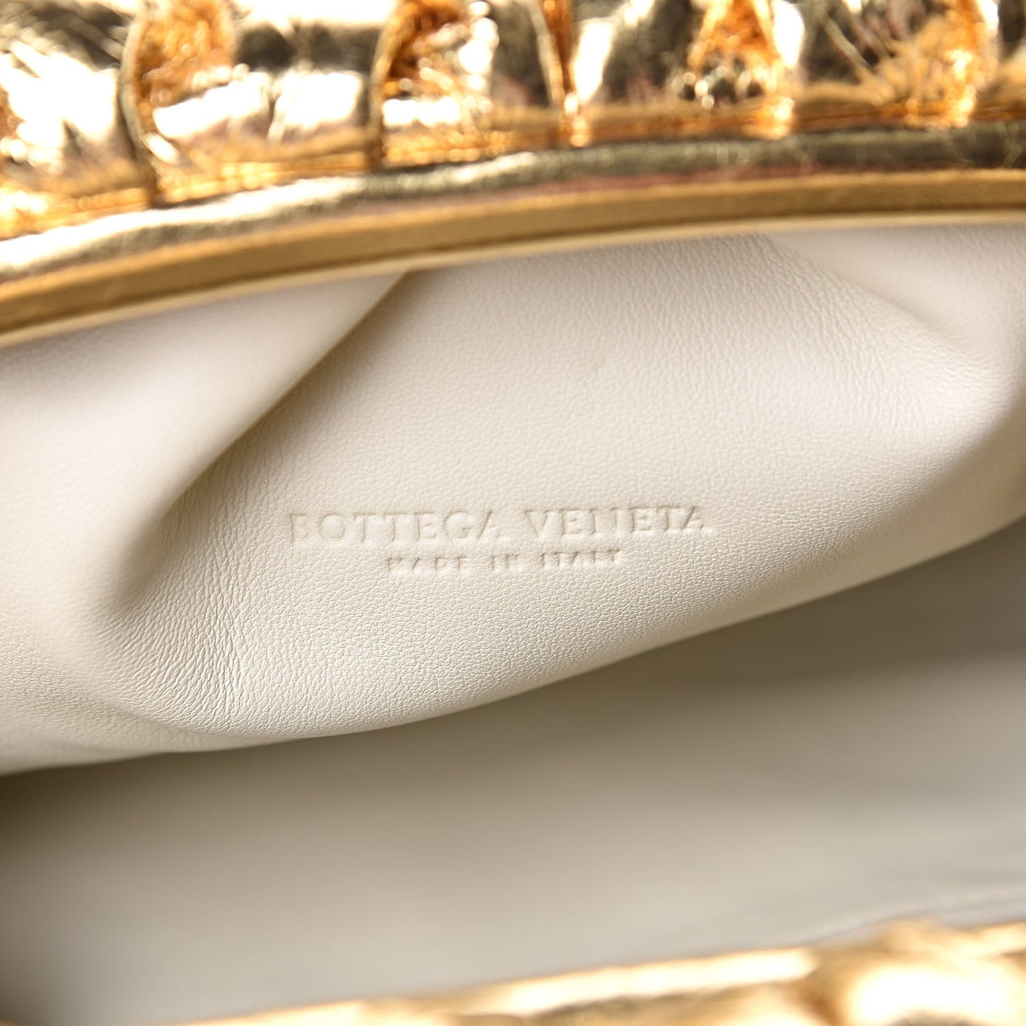 Metallic Crinkled Lambskin The Pouch Oversized Clutch Oro