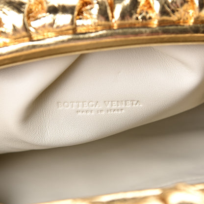 Bottega Veneta Metallic Crinkled Lambskin The Pouch Oversized Clutch Oro 6 of 9