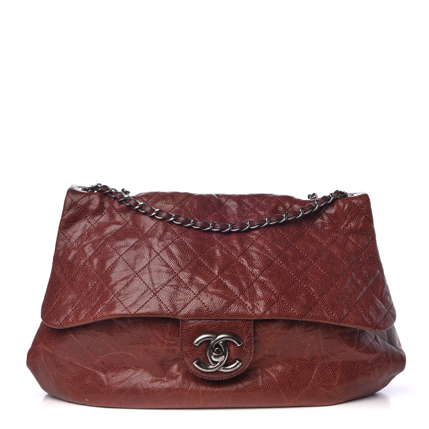Chanel Grained Calfskin Quilted Maxi Elastic Flap Burgundy 1 of 14