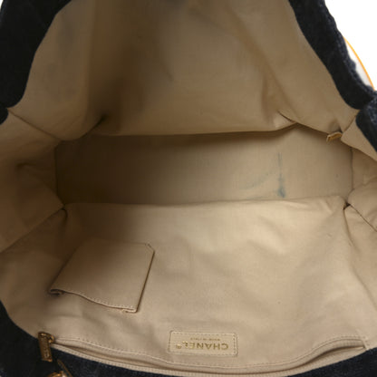 Chanel Denim Embroidered Night Flight Tote Blue 5 of 12