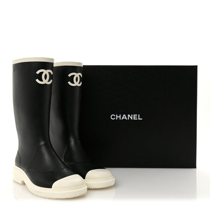 Chanel Caoutchouk CC High Boots 40 Black White 12 of 12