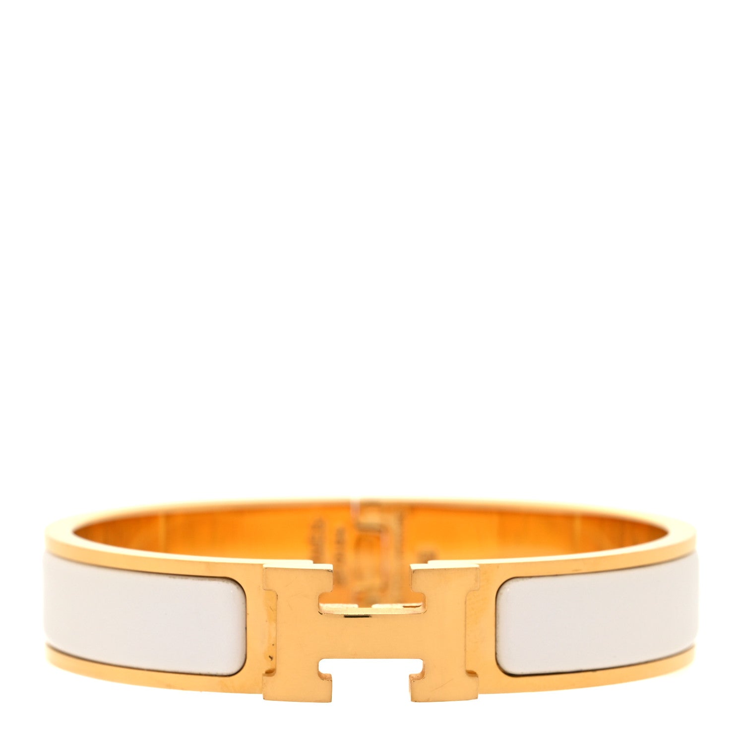 Hermes Enamel Narrow Clic Clac H Bracelet PM White 1 of 6