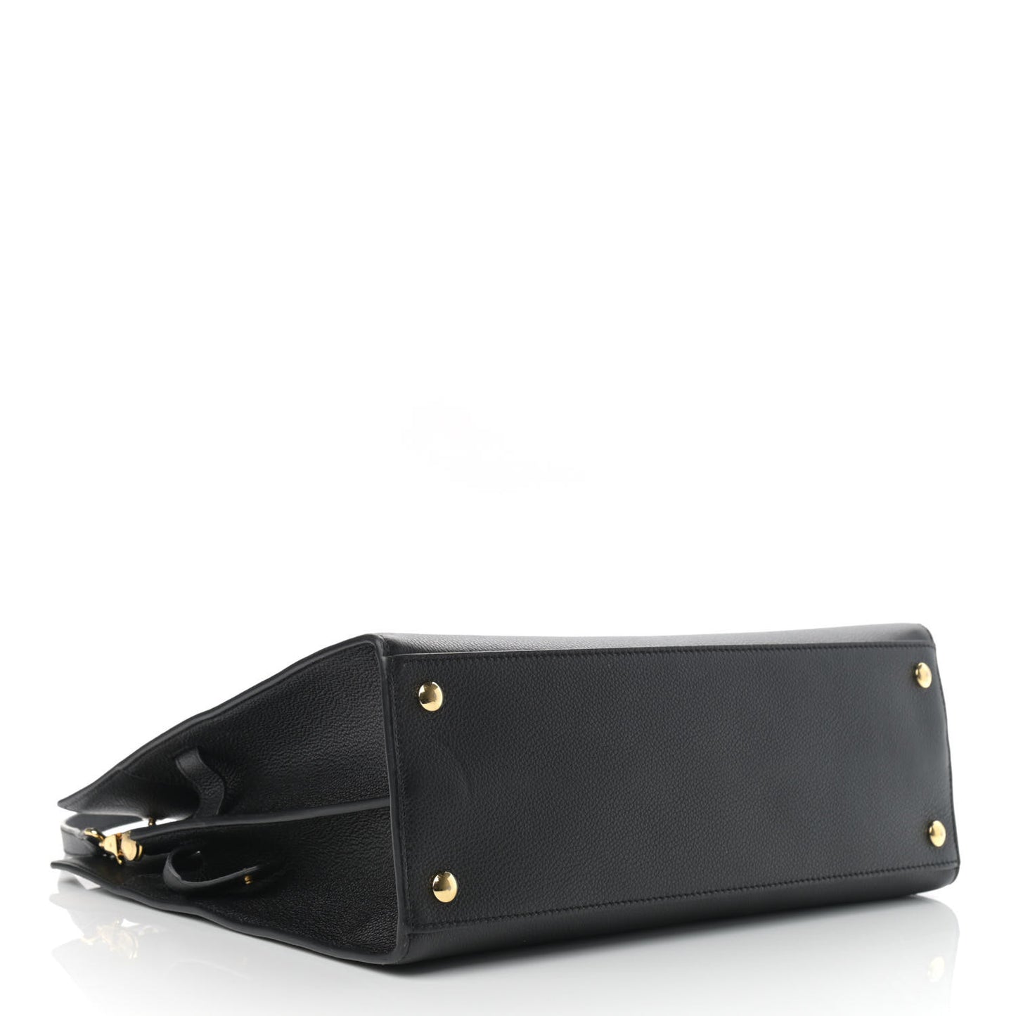 Grainy Calfskin Medium Title Bag Black