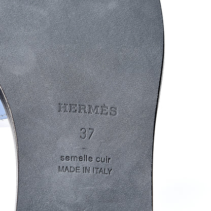 Hermes Box Calfskin Oran Sandals 37 Light Bleu 8 of 11