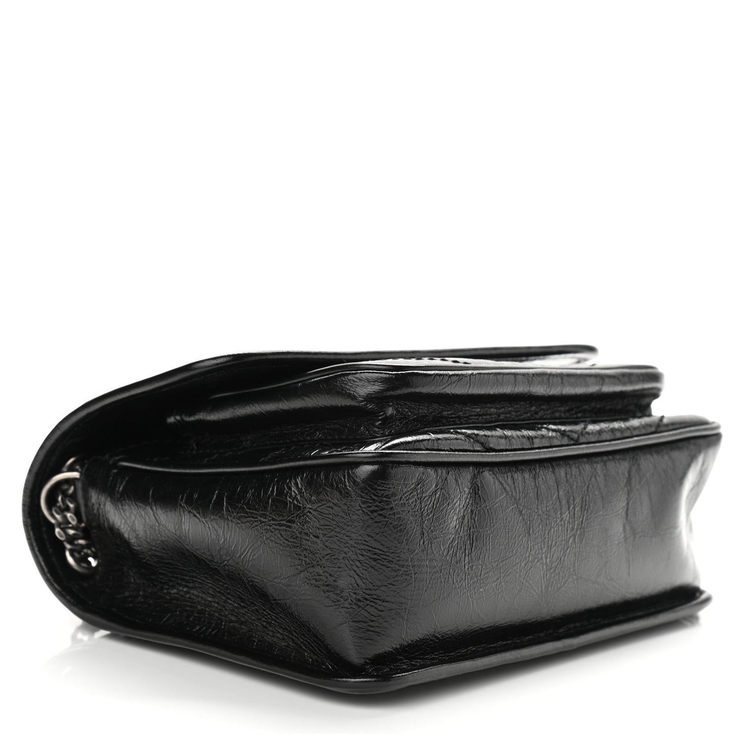 Crinkled Lambskin Matelasse Monogram Baby Niki Chain Satchel Black