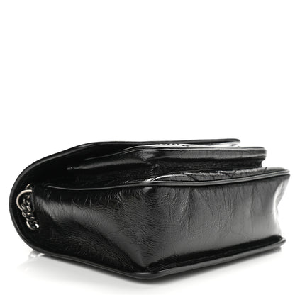 Saint Laurent Crinkled Lambskin Matelasse Monogram Baby Niki Chain Satchel Black 4 of 12