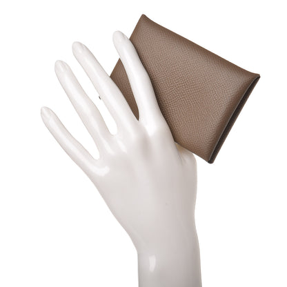 Hermes Epsom Calvi Card Case Etoupe 2 of 8