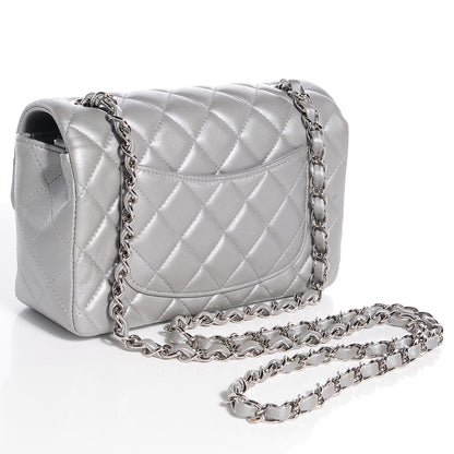 Chanel Lambskin Quilted Mini Flap Metallic Silver 3 of 9
