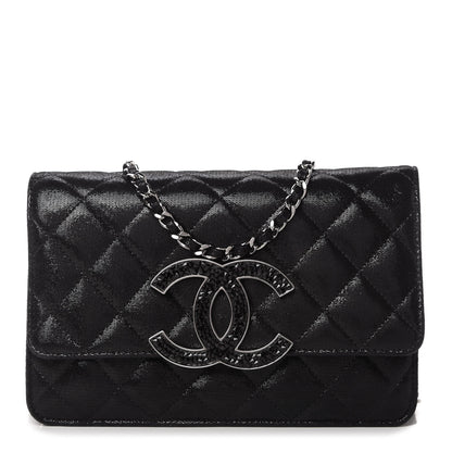 Chanel Iridescent Caviar Crystal Quilted Wallet On Chain WOC Black 1 of 11