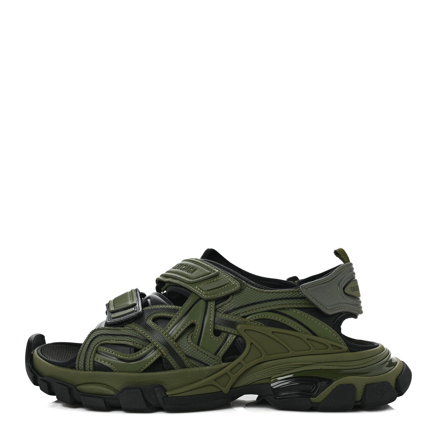 Balenciaga Neoprene Rubber Mens Track Sandals 44 Dark Kaki 1 of 8