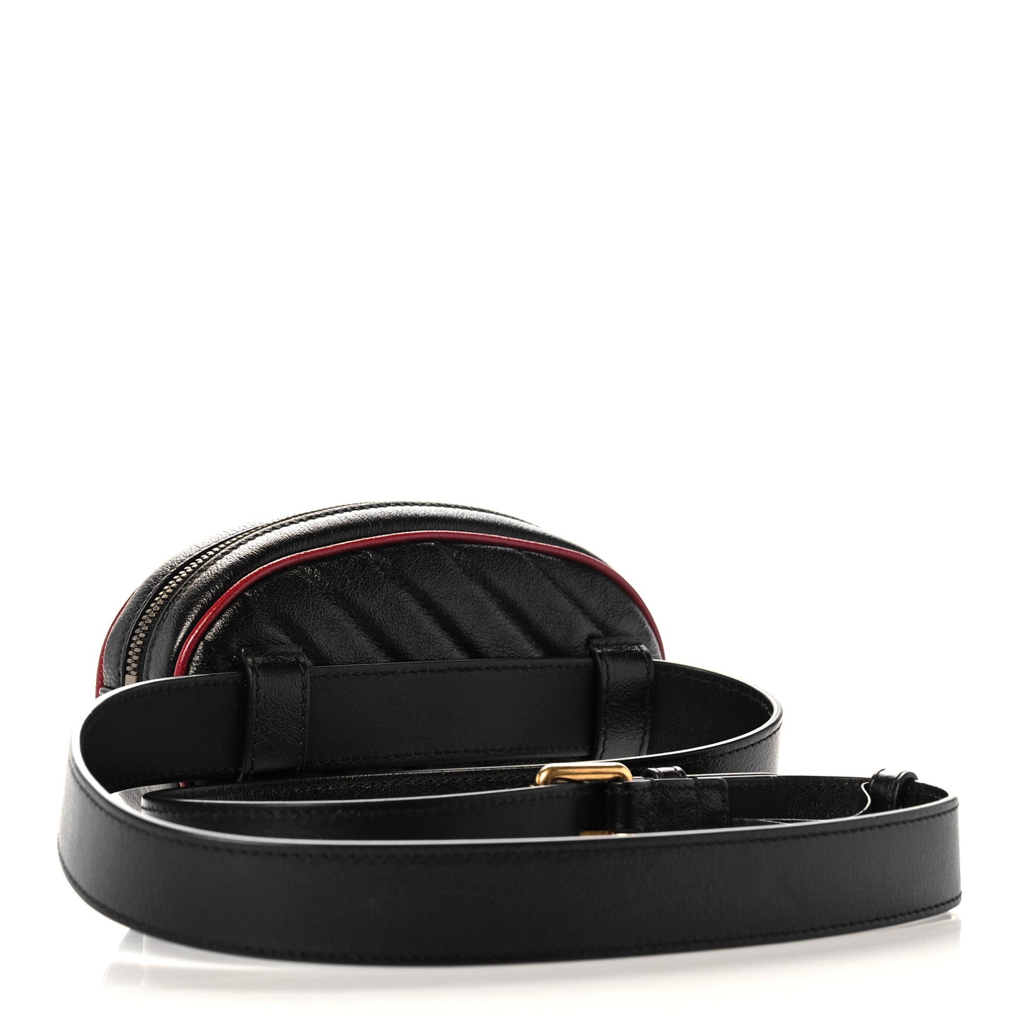 Azalea Calfskin Matelasse Diagonal Torchon GG Marmont Belt Bag 105 42 Black Romantic Cerise