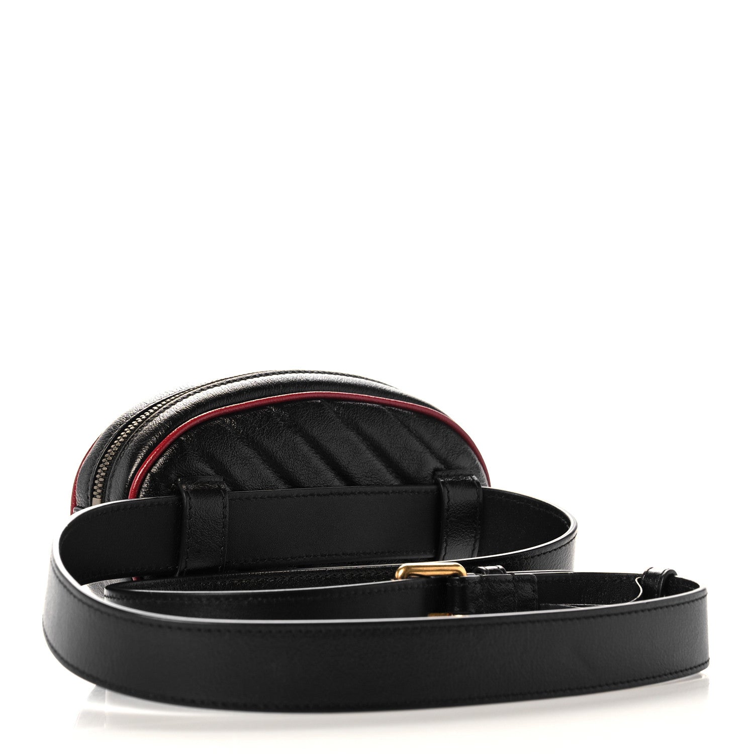 Gucci Azalea Calfskin Matelasse Diagonal Torchon GG Marmont Belt Bag 105 42 Black Romantic Cerise 3 of 13