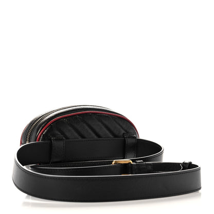 Gucci Azalea Calfskin Matelasse Diagonal Torchon GG Marmont Belt Bag 105 42 Black Romantic Cerise 3 of 13