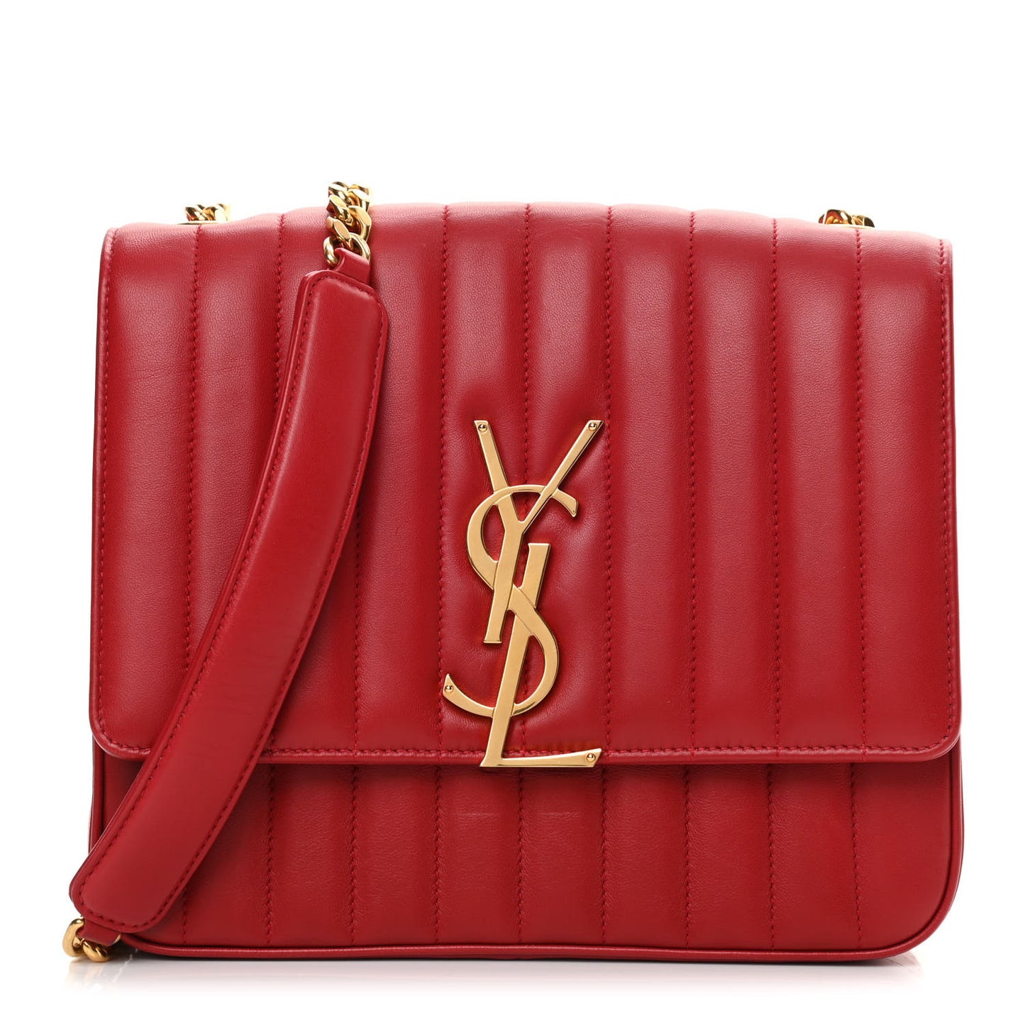 Lambskin Matelasse Monogram Large Vicky Chain Bag Rouge Eros