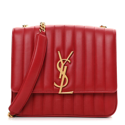 Saint Laurent Lambskin Matelasse Monogram Large Vicky Chain Bag Rouge Eros 1 of 18