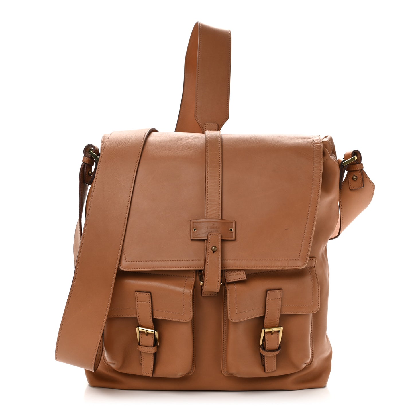 Calfskin Drawstring Backpack Brown