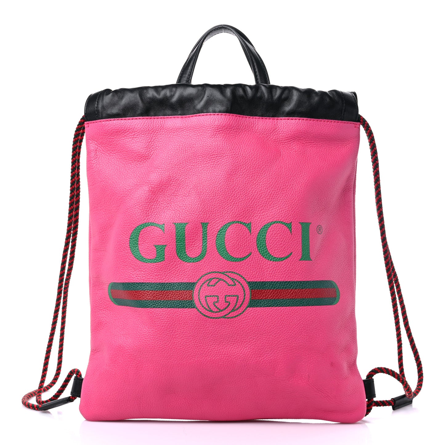 Grained Calfskin Logo Drawstring Backpack Box Pink Green Black