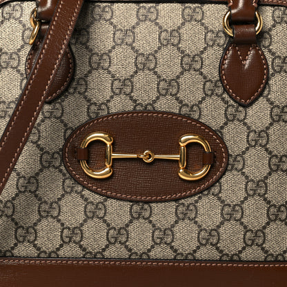 Gucci GG Supreme Monogram Azalea Calfskin Small Horsebit 1955 Top Handle Bag Beige Ebony Brown Sugar 9 of 11