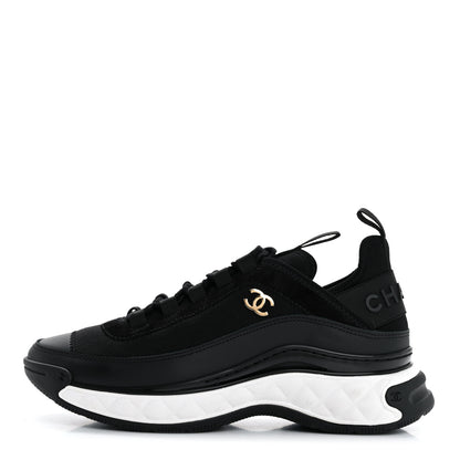 Chanel Velvet Calfskin Mixed Fibers CC Sneakers 36 Black 1 of 9