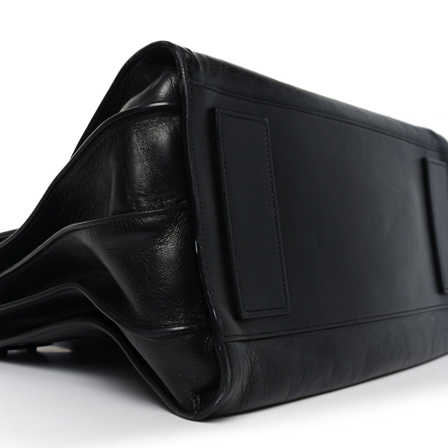 Textured Patent Large Souple Sac De Jour Black