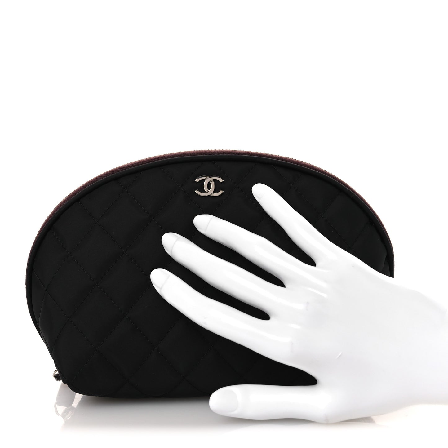 Nylon Quilted Small Cosmetic Case Black