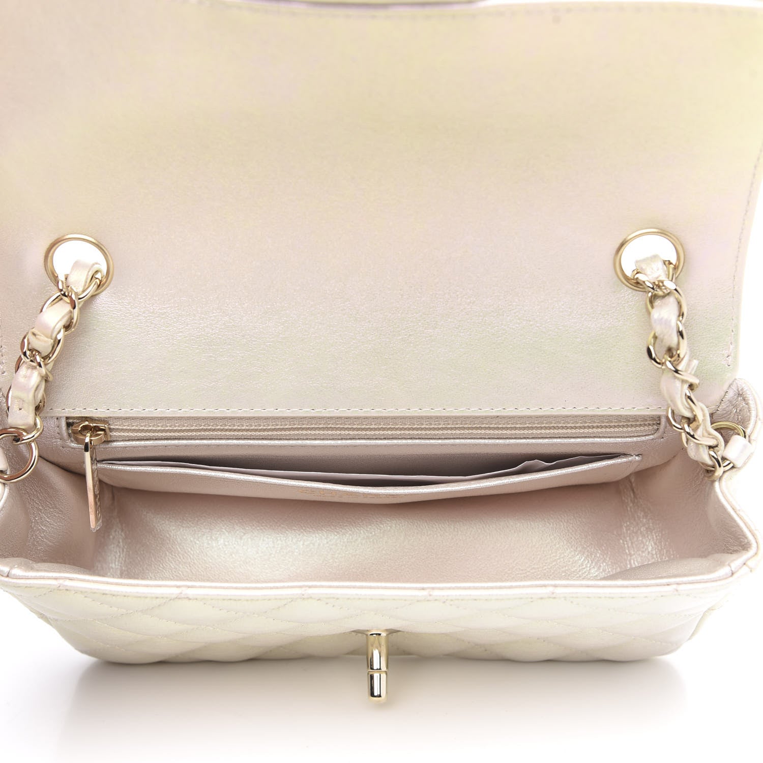 Chanel Iridescent Lambskin Quilted Mini Rectangular Flap Ivory 5 of 12