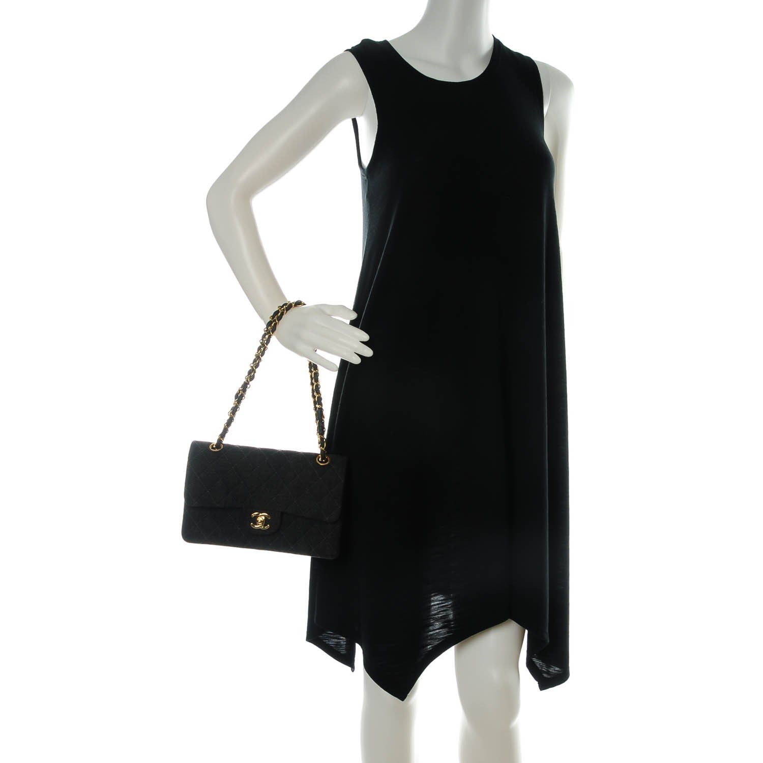 Chanel Denim Quilted Small Double Flap Black 2 of 9