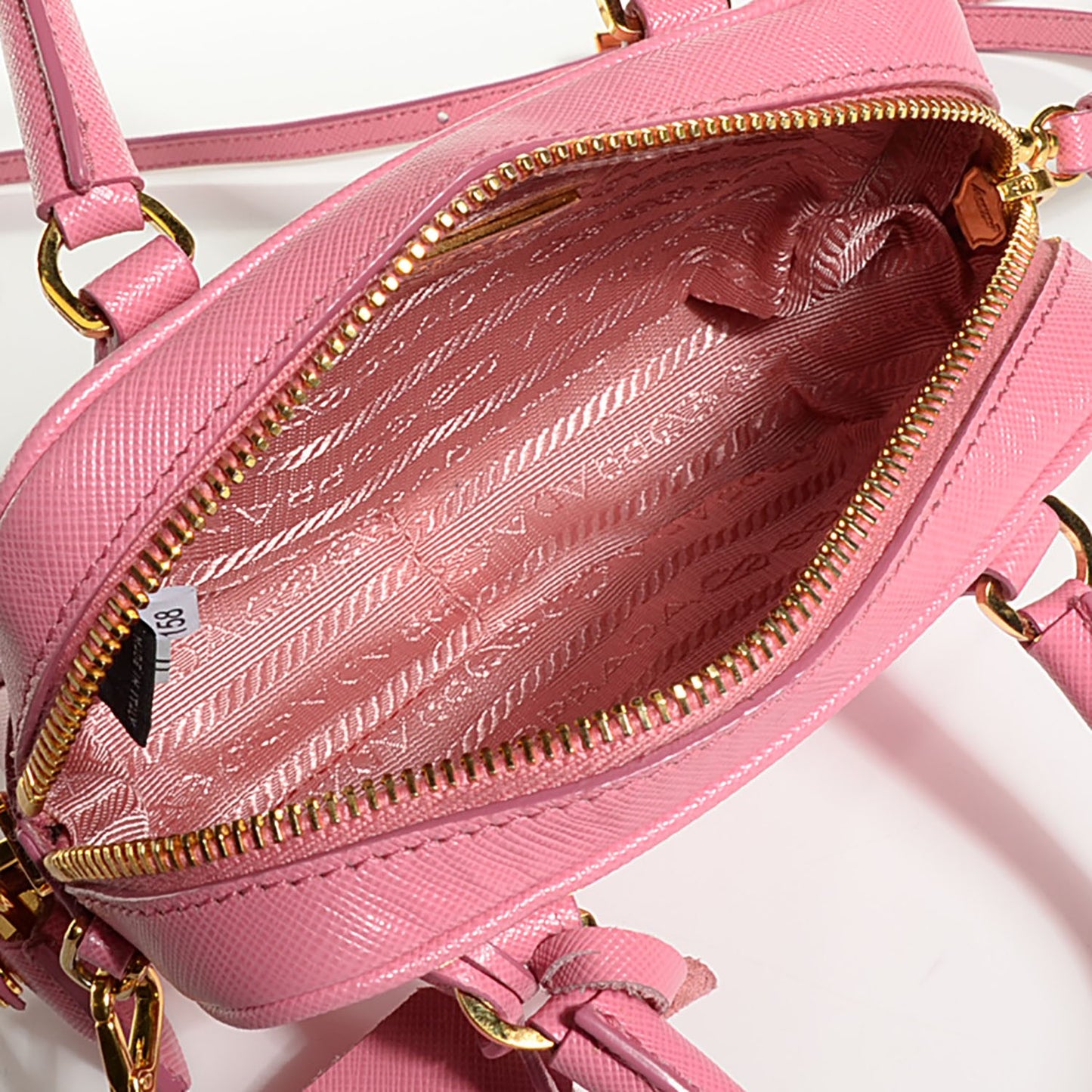 Saffiano Lux Mini Top Handle Crossbody Bag Geranio