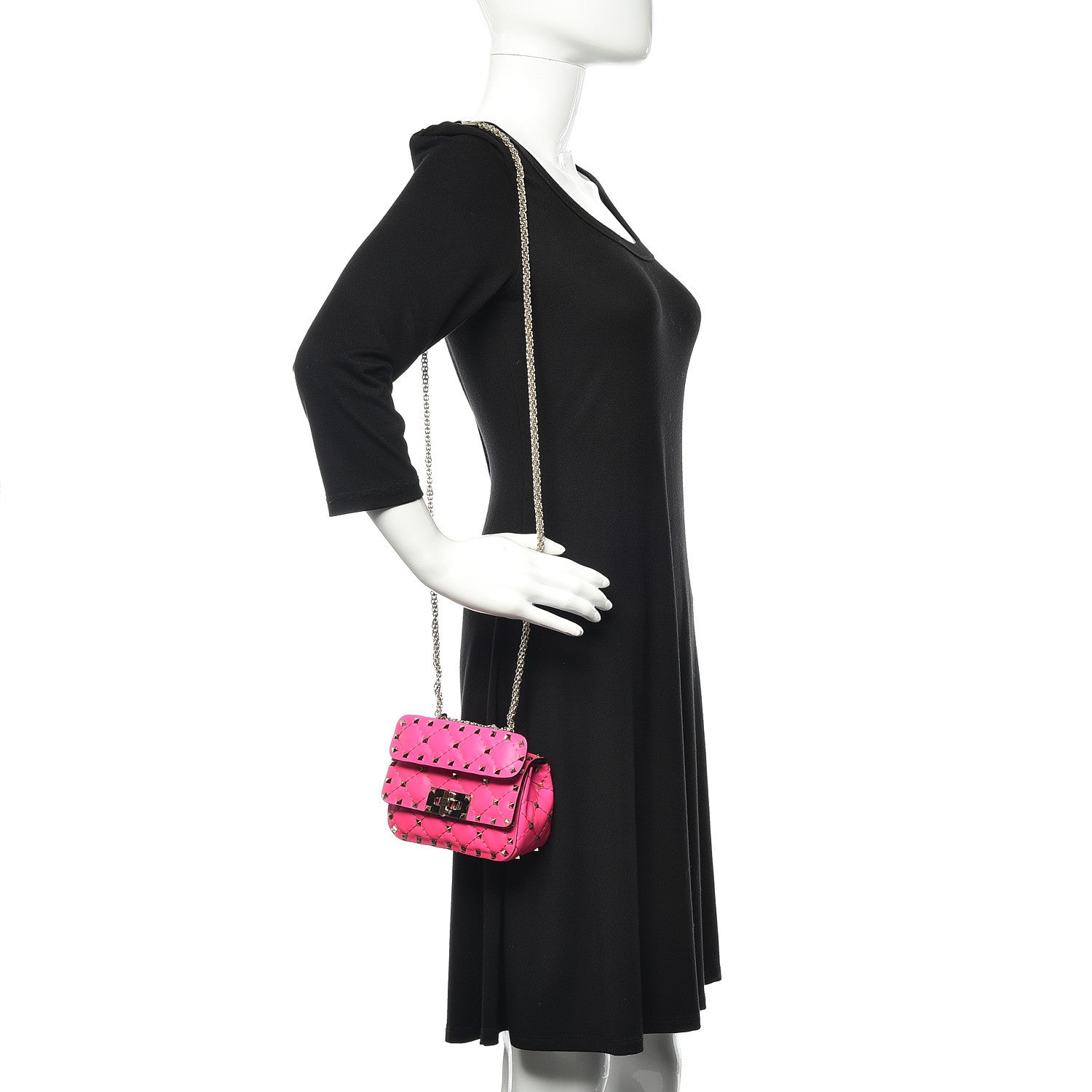 Valentino Garavani Calfskin Micro Rockstud Spike Shoulder Bag Azalea 2 of 11