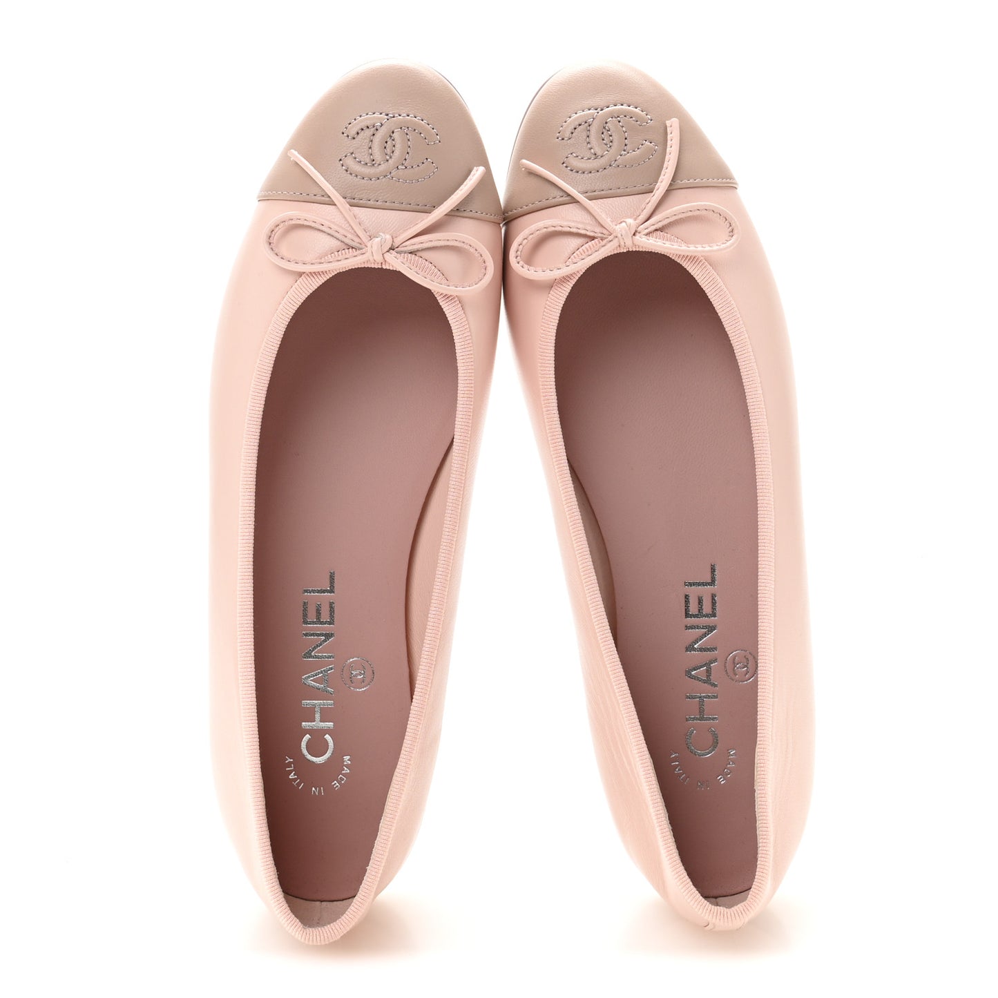 Lambskin Cap Toe CC Ballerina Flats 37 Light Pink Dark Pink