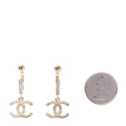 Chanel Crystal Lock Symbols CC Hoop Drop Earrings Gold 2 of 4