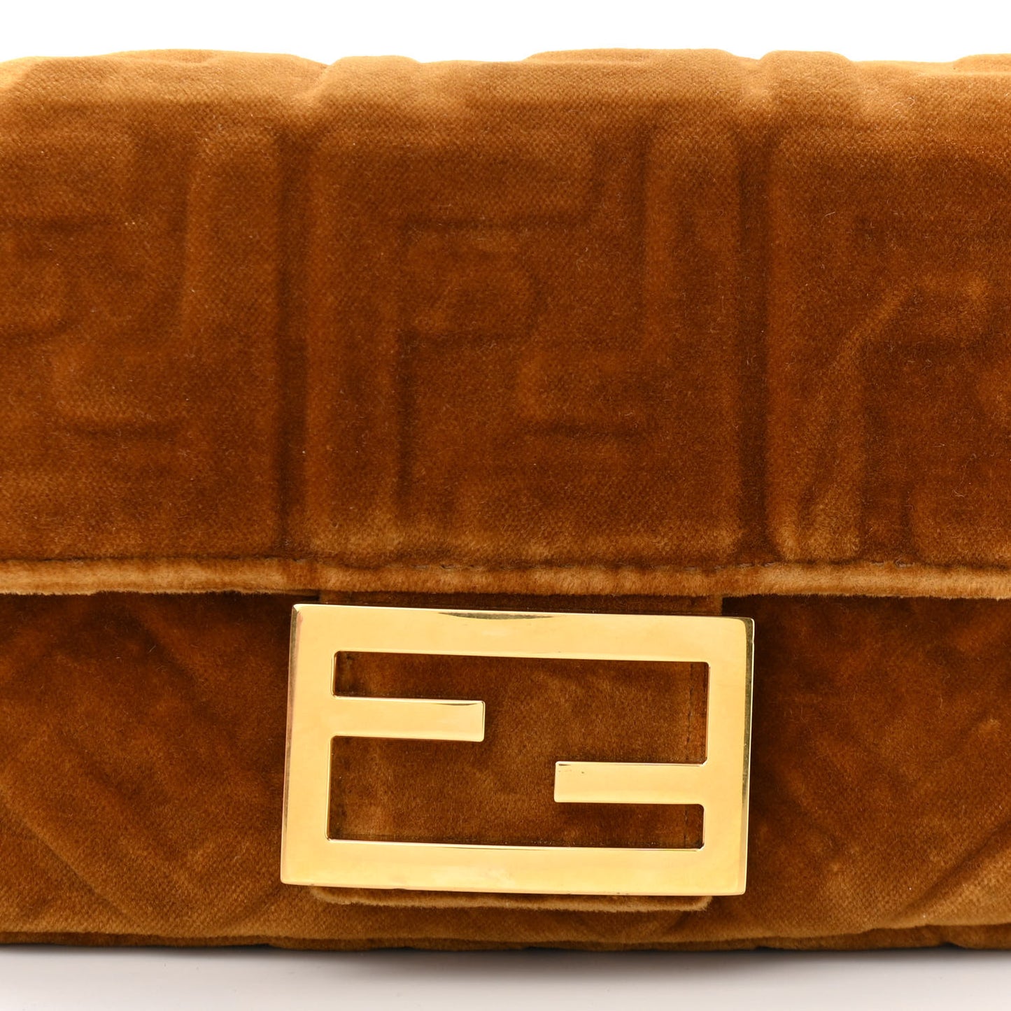 Velvet FF Embossed Hip Belt Baguette Bag Caramel