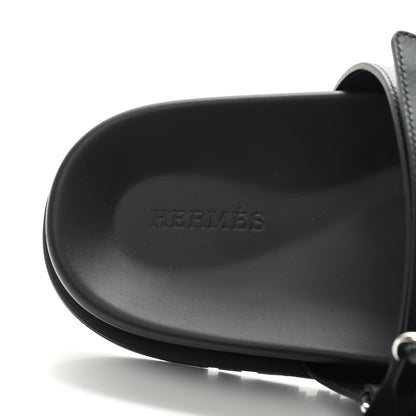 Hermes Calfskin Mens Chypre Sandals 42 Black 6 of 8