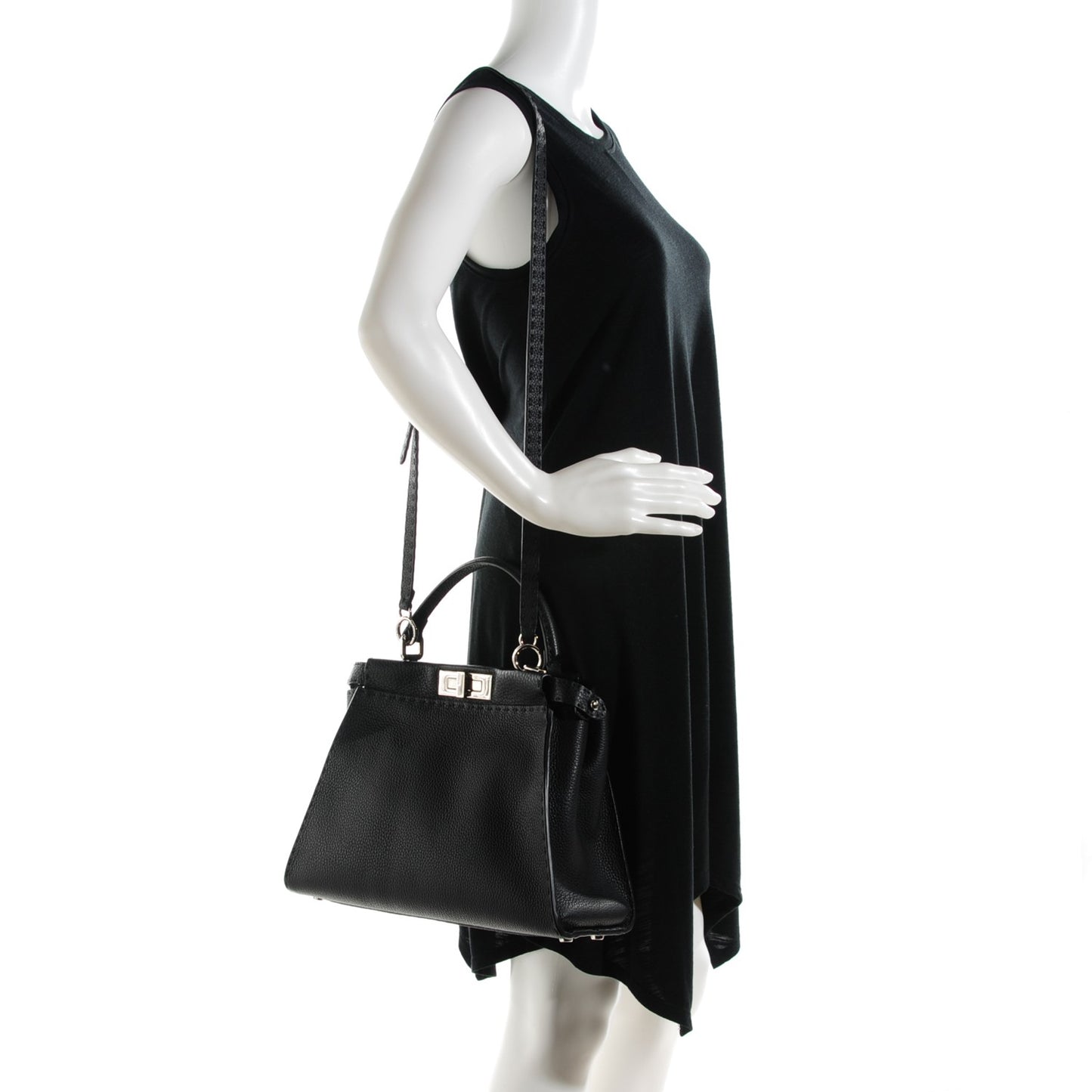 Cuoio Romano Selleria Bi-Color Medium Peekaboo Iconic Satchel Black Mou