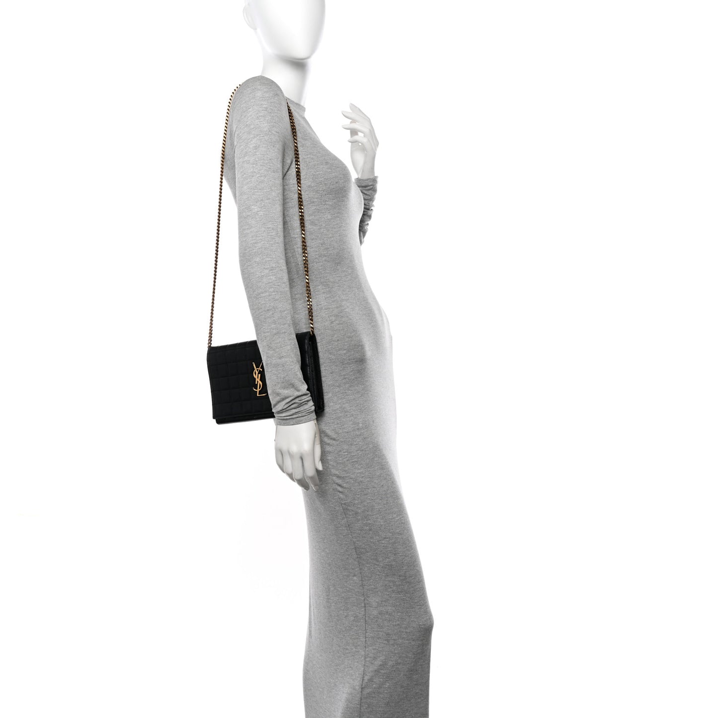 Lambskin Carre Quilted Cassandre Chain Wallet Black