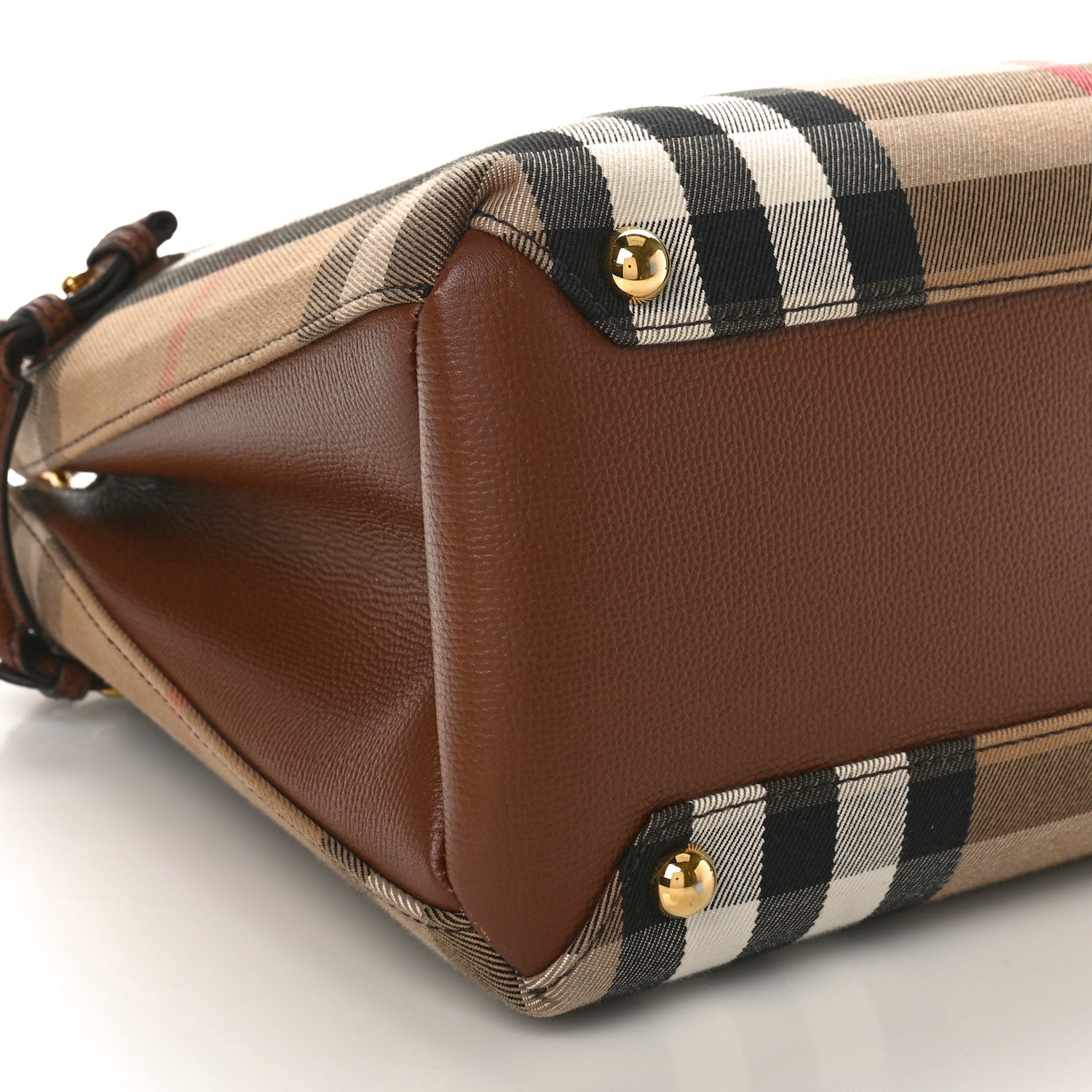 Burberry House Check Grainy Calfskin Medium Banner Tote Tan 8 of 13