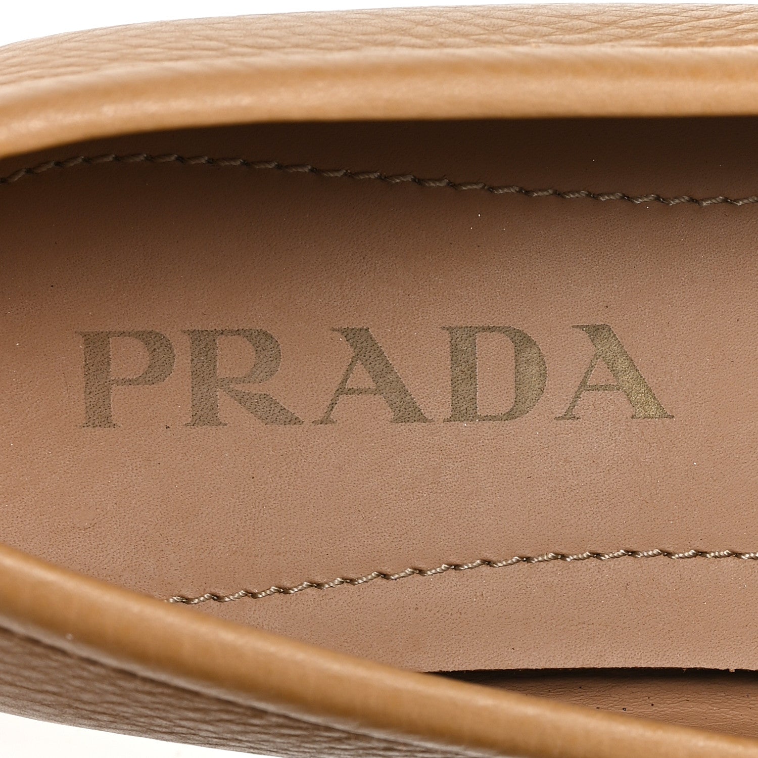 Prada Cervo Triangle Driving Loafer 39.5 Naturale 8 of 10