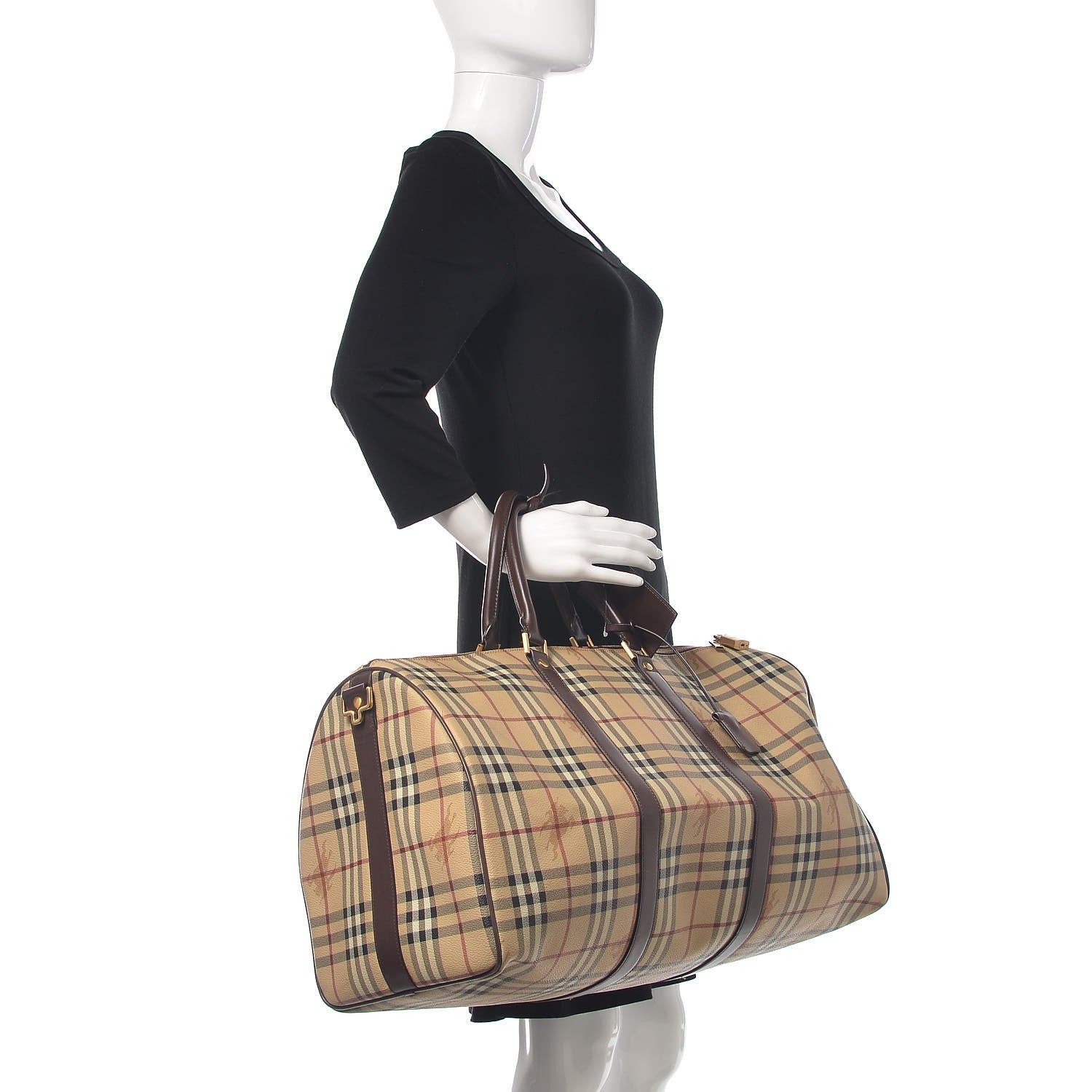 Burberry Haymarket Check Duffle Bag Brown 2 of 17